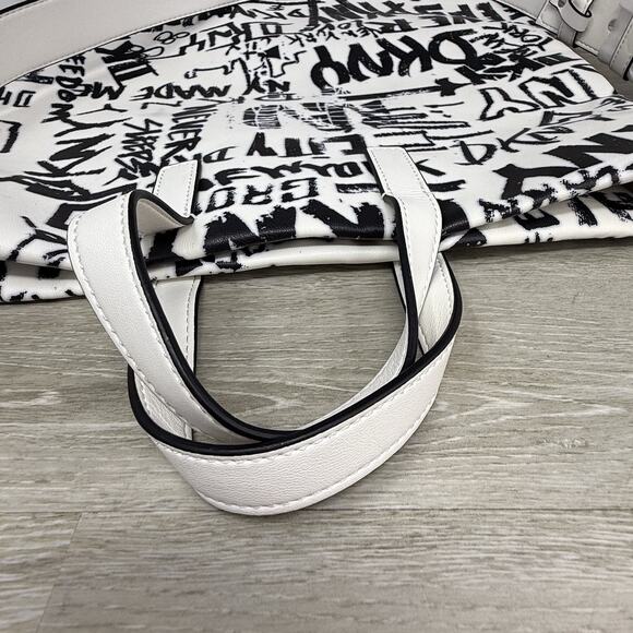 DKNY Tilly White Graffiti Tote Convertible Crossbody Shoulder Bag Purse READ - Picture 3 of 10